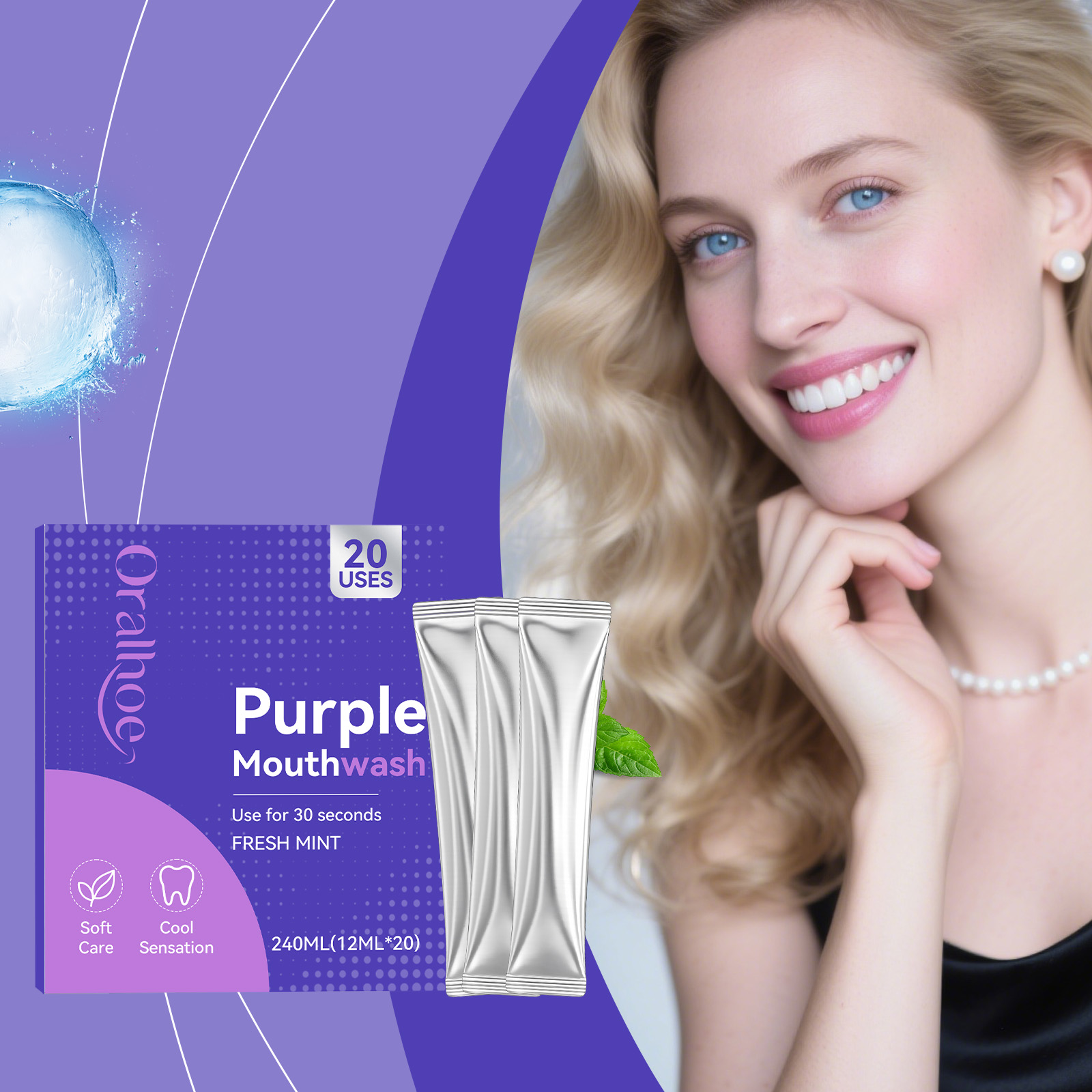 20pcs Purple Mouthwash Teeth W - đánh giá và giá Teeth Whitening Mouthwash